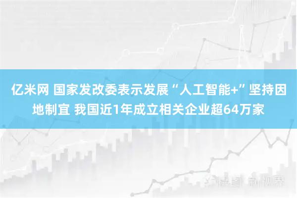 亿米网 国家发改委表示发展“人工智能+”坚持因地制宜 我国近1年成立相关企业超64万家
