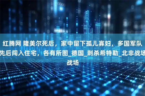 红腾网 隆美尔死后，家中留下孤儿寡妇，多国军队先后闯入住宅，各有所图_德国_刺杀希特勒_北非战场