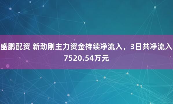 盛鹏配资 新劲刚主力资金持续净流入，3日共净流入7520.54万元